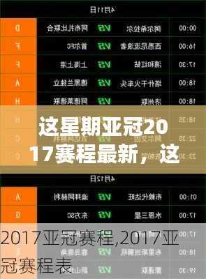 亚冠2017赛程更新,赛事动态与焦点分析