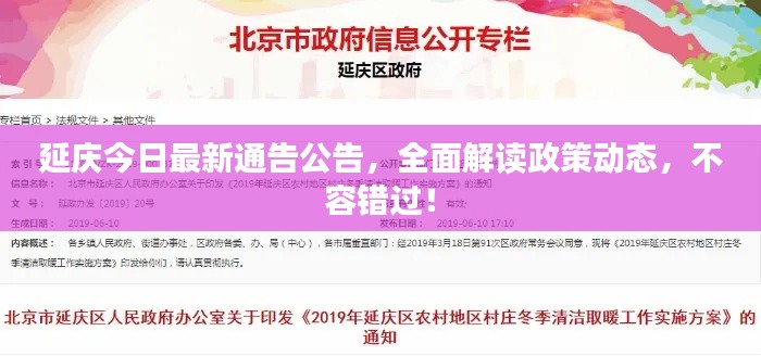 延庆今日最新通告公告,全面解读政策动态,不容错过!