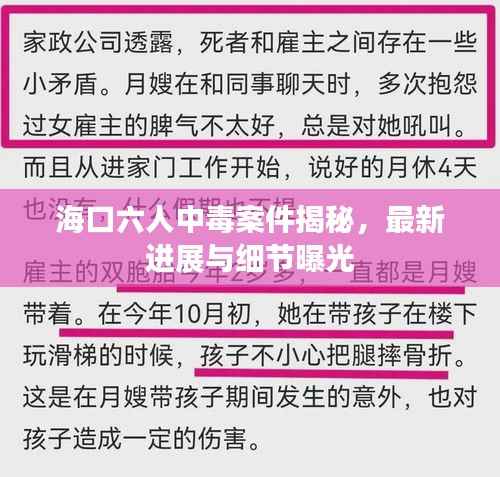 海口六人中毒案件揭秘,最新进展与细节曝光