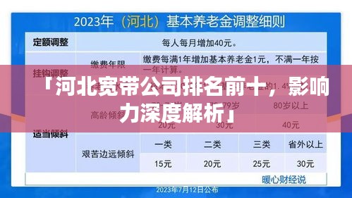 「河北宽带公司排名前十,影响力深度解析」